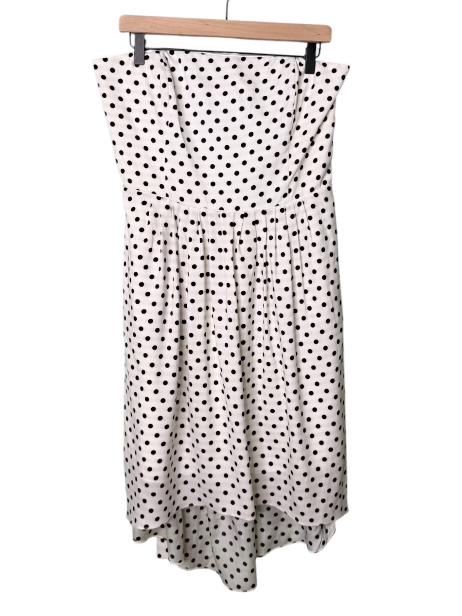 Nwt White House Black Market Strapless Polka Dot High Low Dress Black White 12